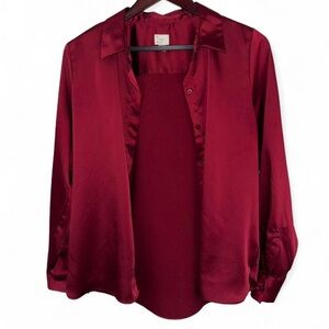 Elegant Red Satin Blouse